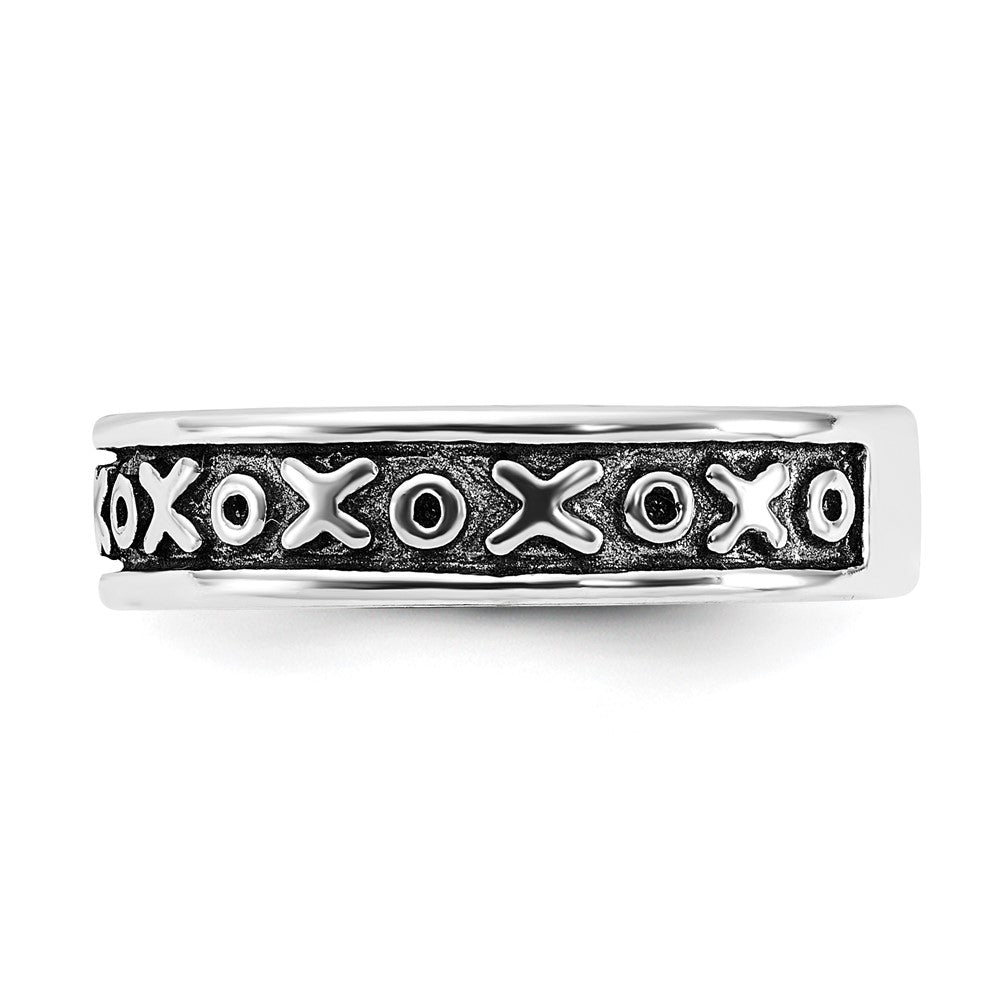 Sterlingsilber Poliert & Antikisiert X O Ring