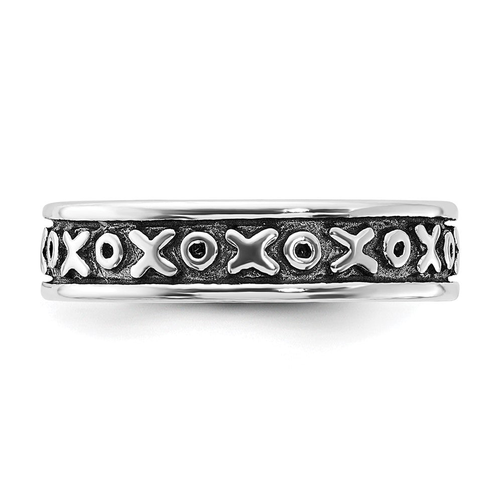 Sterlingsilber Poliert & Antikisiert X O Ring