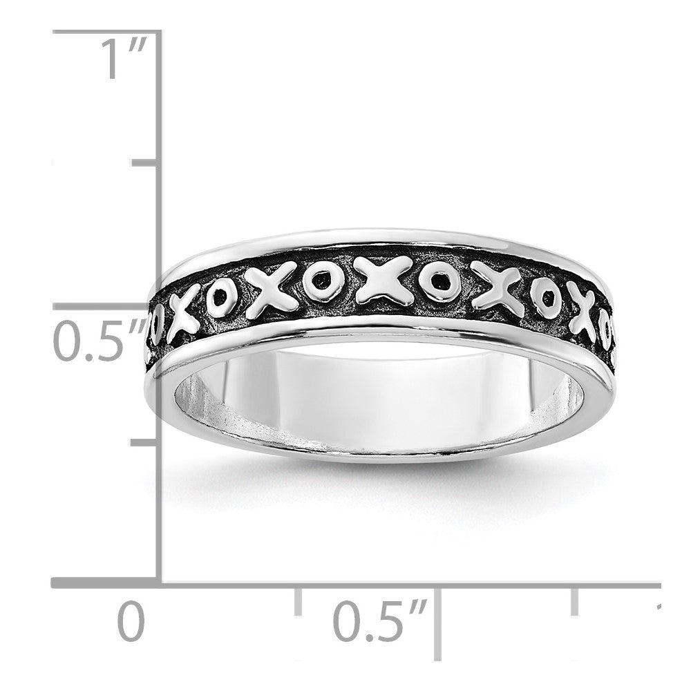 Sterlingsilber Poliert & Antikisiert X O Ring