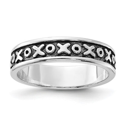 Sterlingsilber Poliert & Antikisiert X O Ring