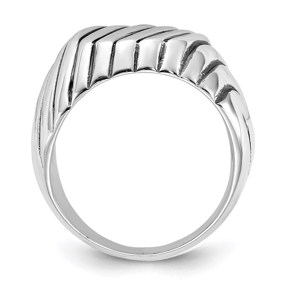 Sterlingsilber Poliert & Antikisiert Gerillt Siegel Ring (size 11 Nur)