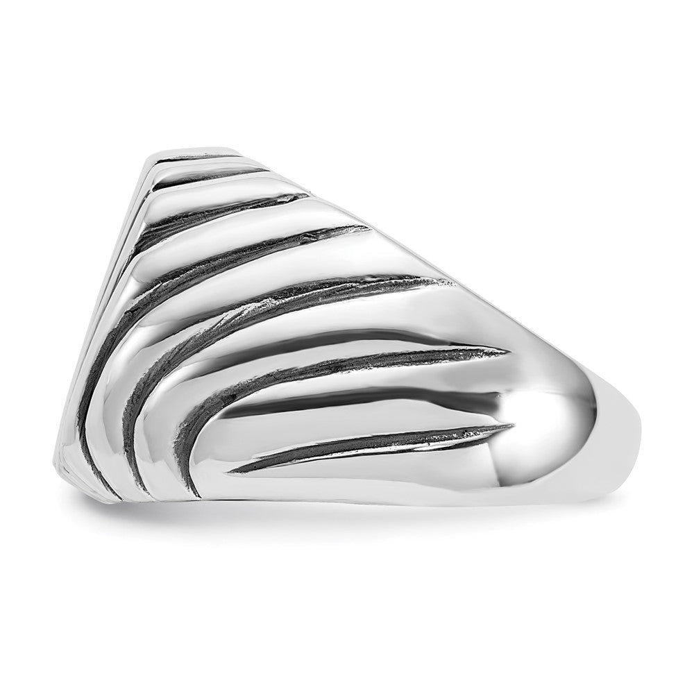 Sterlingsilber Poliert & Antikisiert Gerillt Siegel Ring (size 11 Nur)