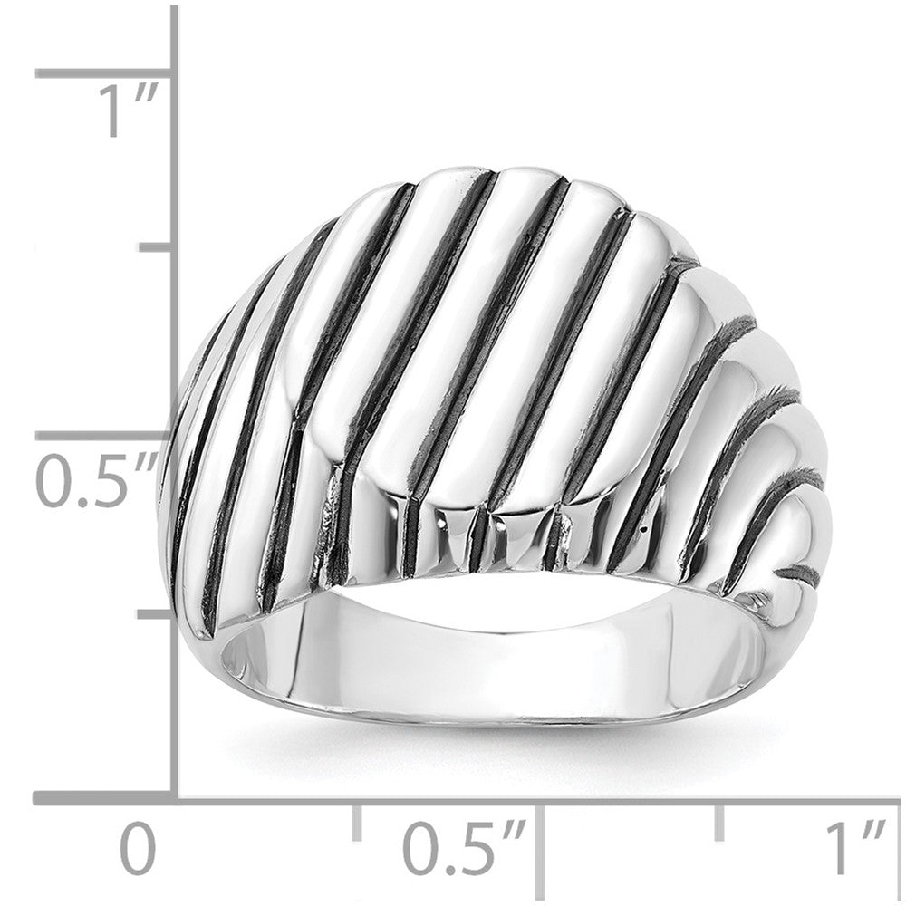 Sterlingsilber Poliert & Antikisiert Gerillt Siegel Ring (size 11 Nur)