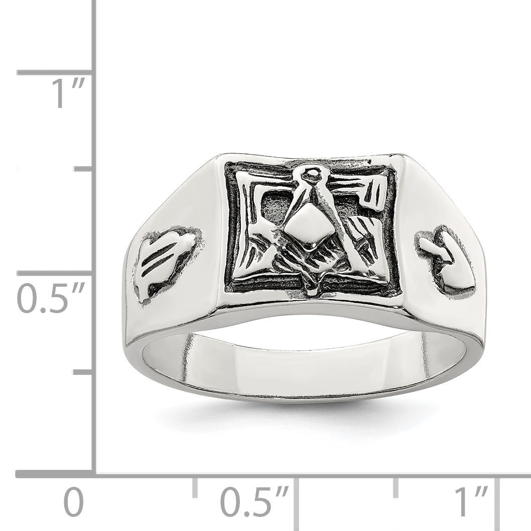 Sterlingsilber Antikisiert Freimaurer Ring