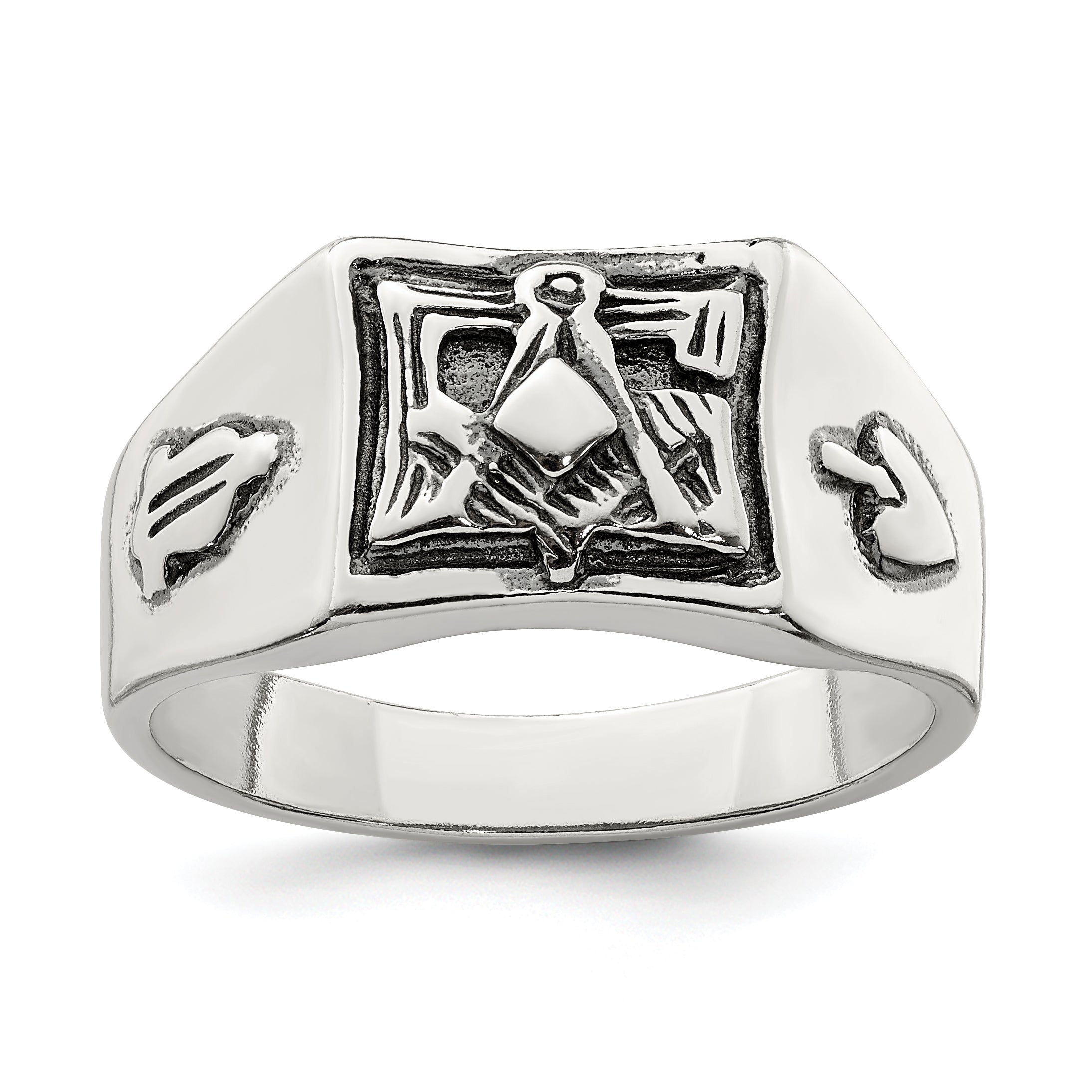 Sterlingsilber Antikisiert Freimaurer Ring