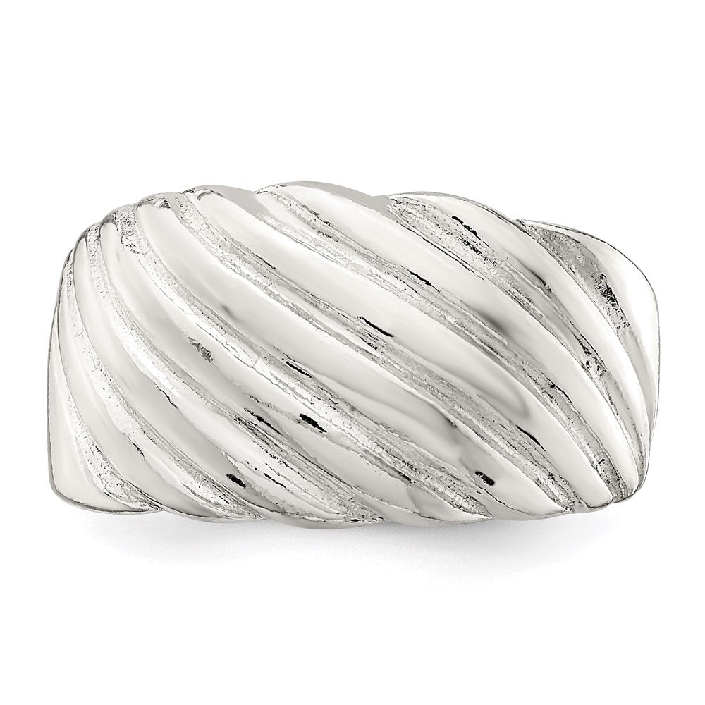 Sterlingsilber Massiv Fantasie Ribbed Ring (size 7 Nur)