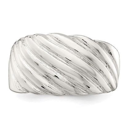 Sterlingsilber Massiv Fantasie Ribbed Ring (size 7 Nur)