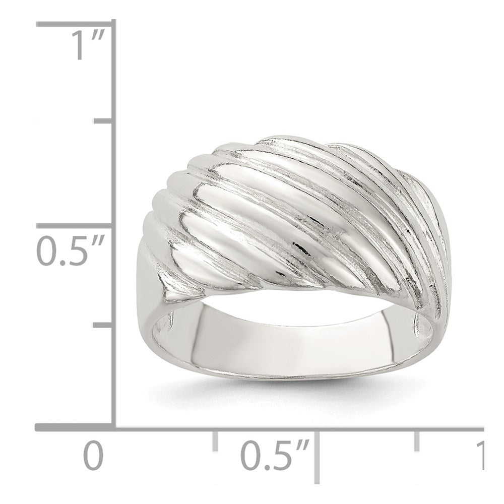 Sterlingsilber Massiv Fantasie Ribbed Ring (size 7 Nur)