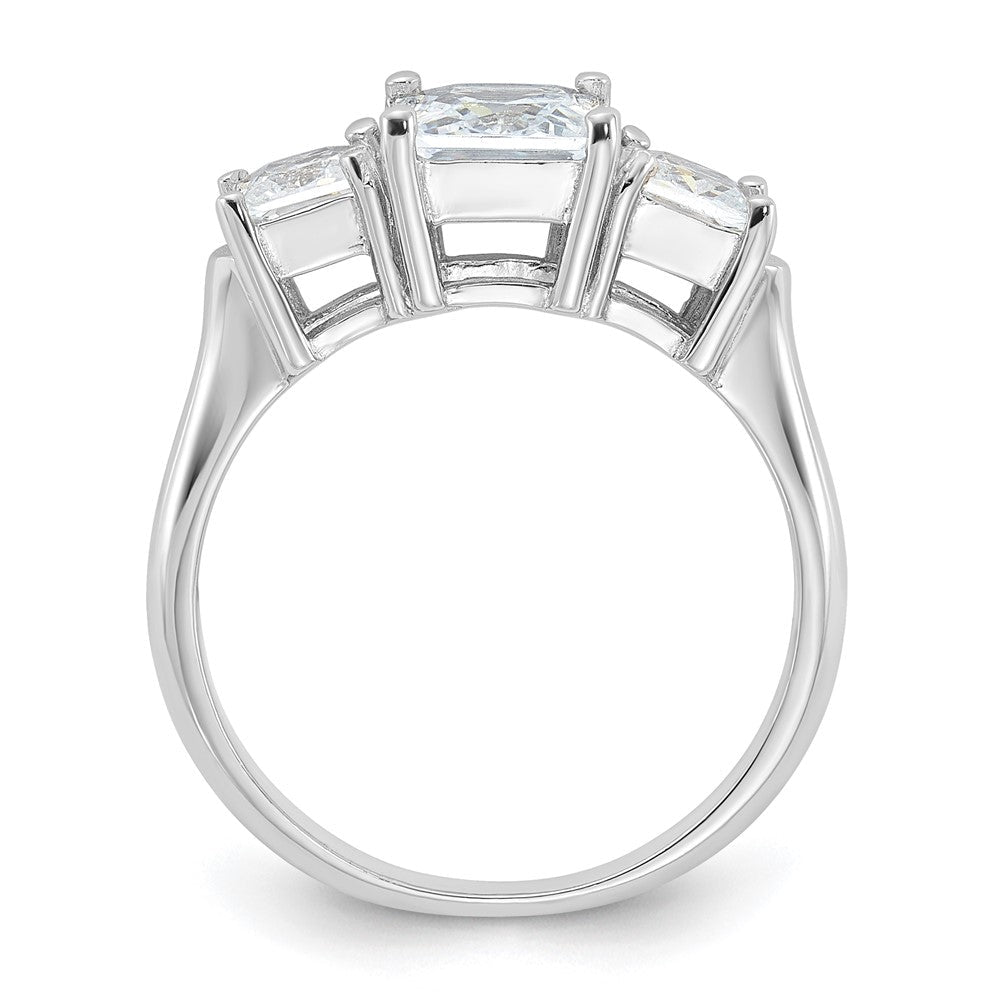 Sterlingsilber Rhodiniert Dreistein Zirkonia Ring