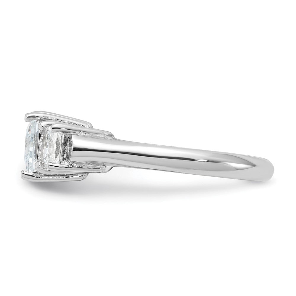 Sterlingsilber Rhodiniert Dreistein Zirkonia Ring