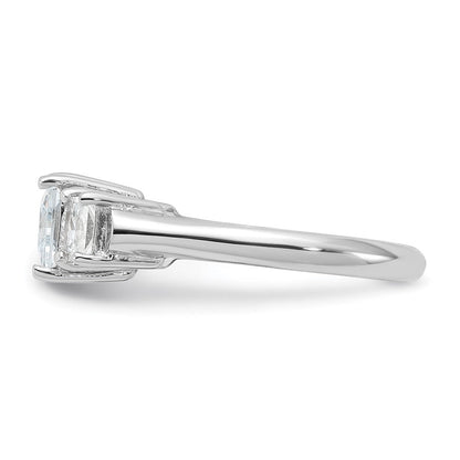 Sterlingsilber Rhodiniert Dreistein Zirkonia Ring