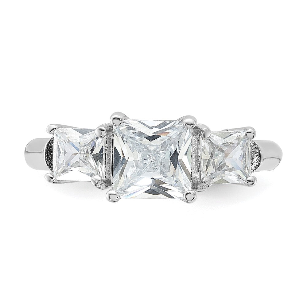 Sterlingsilber Rhodiniert Dreistein Zirkonia Ring