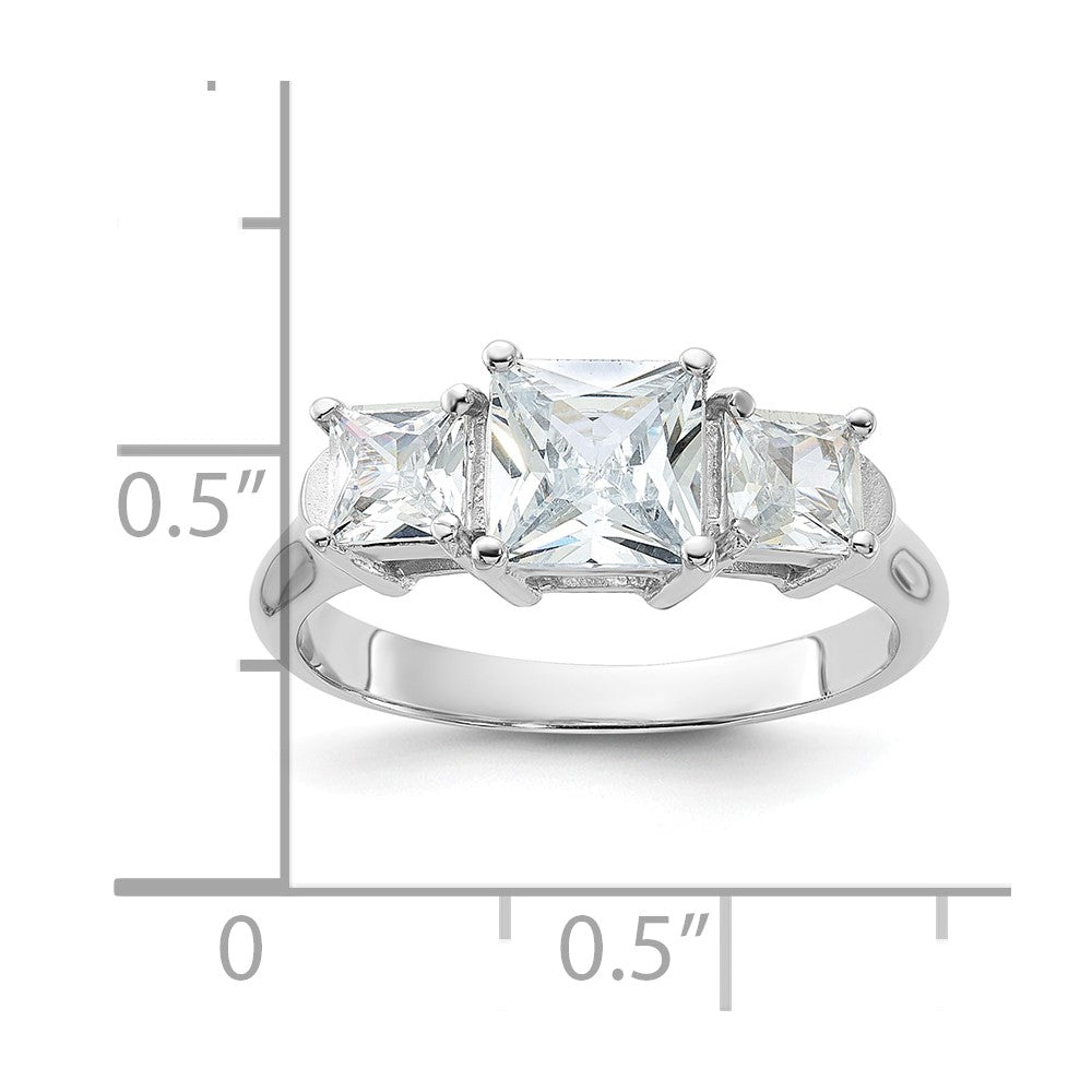 Sterlingsilber Rhodiniert Dreistein Zirkonia Ring