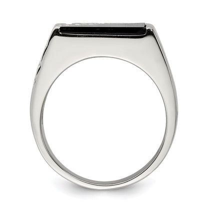 Sterlingsilber Rhodiniert Herren Onyx Ring