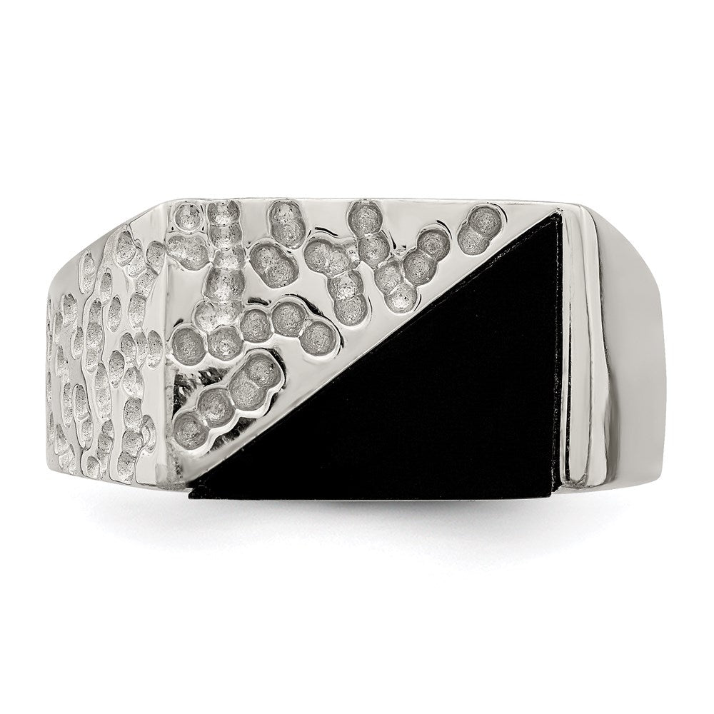Sterlingsilber Rhodiniert Herren Onyx Ring