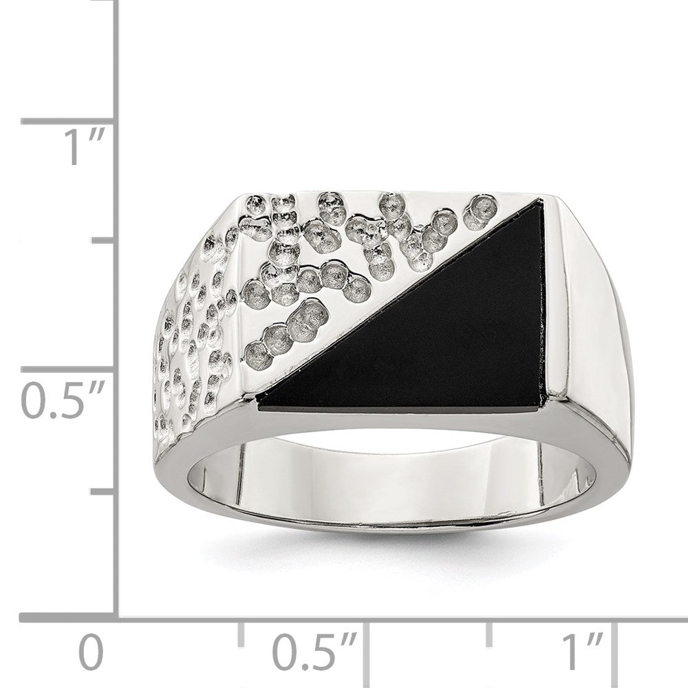 Sterlingsilber Rhodiniert Herren Onyx Ring