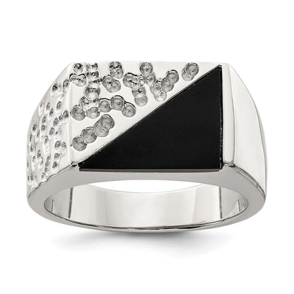 Sterlingsilber Rhodiniert Herren Onyx Ring