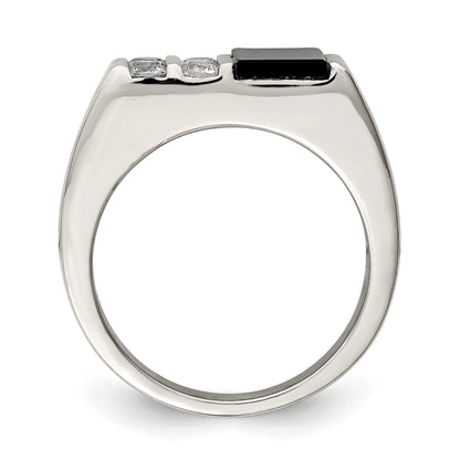 Sterlingsilber Rhodiniert Herren Zirkonia und Onyx Ring