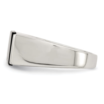 Sterlingsilber Rhodiniert Herren Zirkonia und Onyx Ring