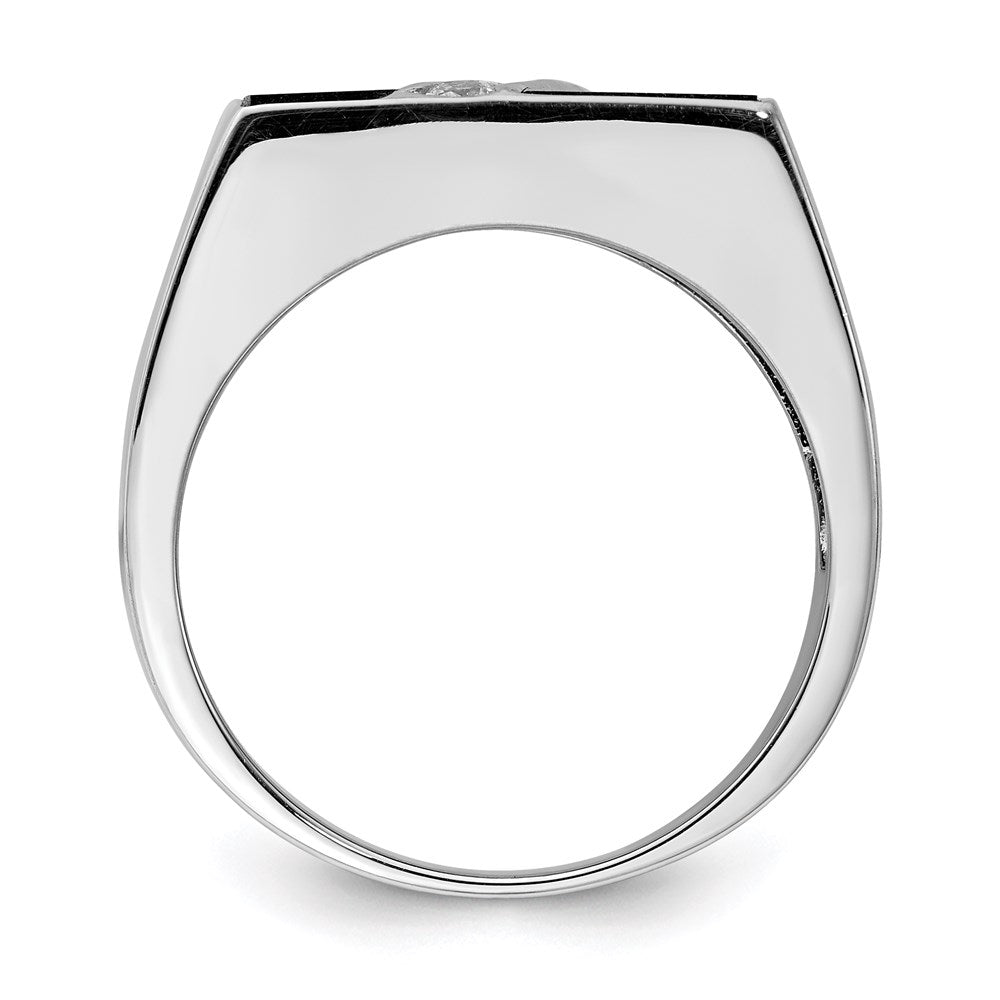 Sterlingsilber Rhodiniert Herren Zirkonia und Onyx Ring