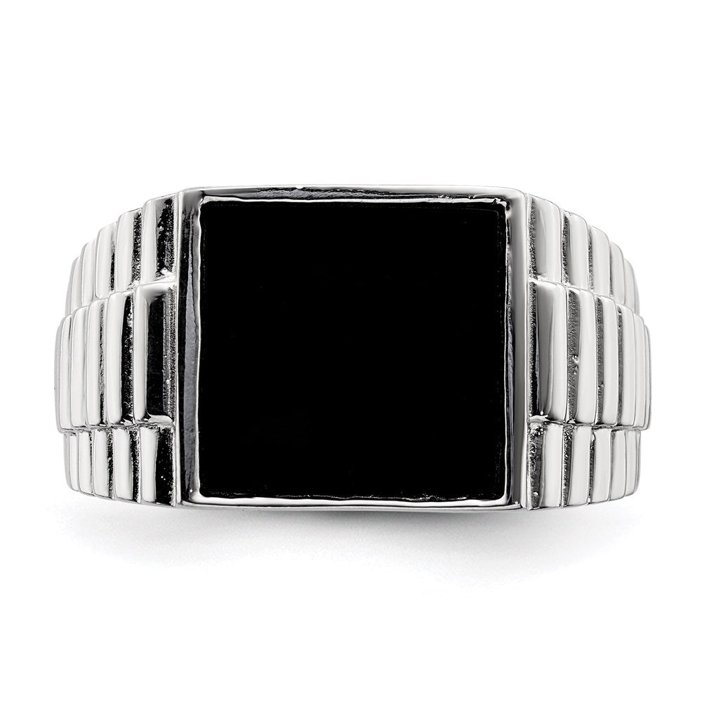Sterlingsilber Rhodiniert Herren Onyx Ring
