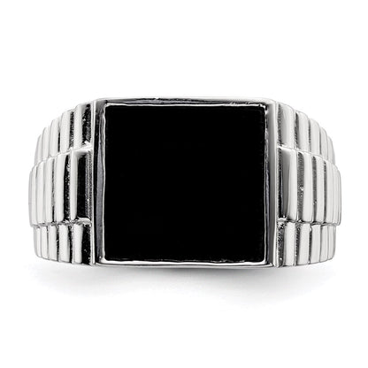 Sterlingsilber Rhodiniert Herren Onyx Ring