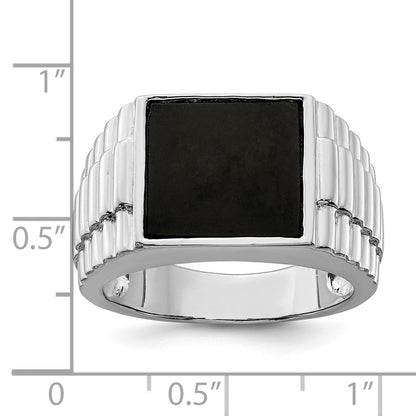 Sterlingsilber Rhodiniert Herren Onyx Ring