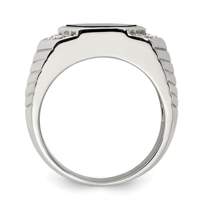Sterlingsilber Rhodiniert Herren Zirkonia und Onyx Ring