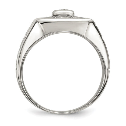 Sterlingsilber Rhodiniert Herren Mode Zirkonia Ring