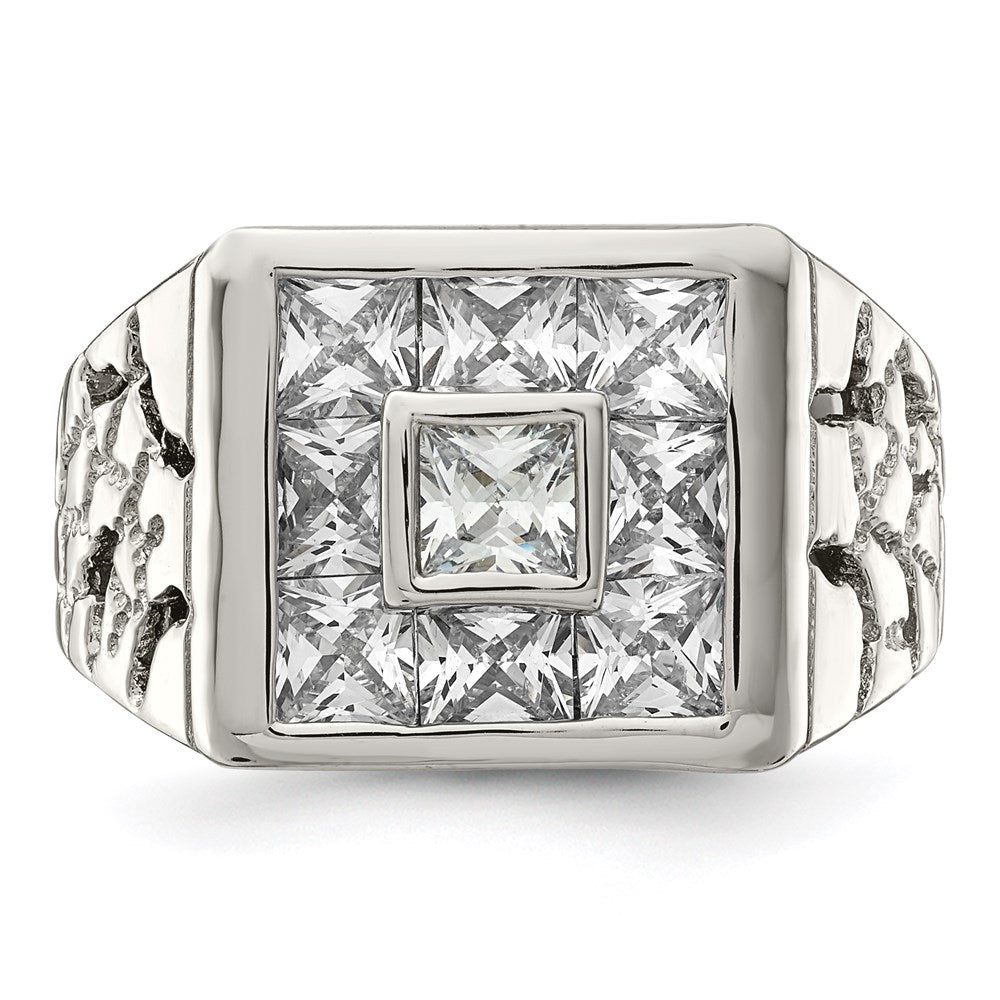 Sterlingsilber Rhodiniert Herren Mode Zirkonia Ring