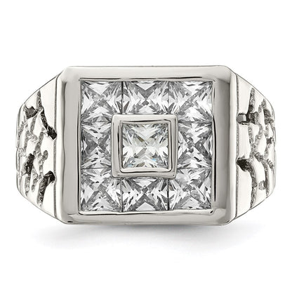 Sterlingsilber Rhodiniert Herren Mode Zirkonia Ring