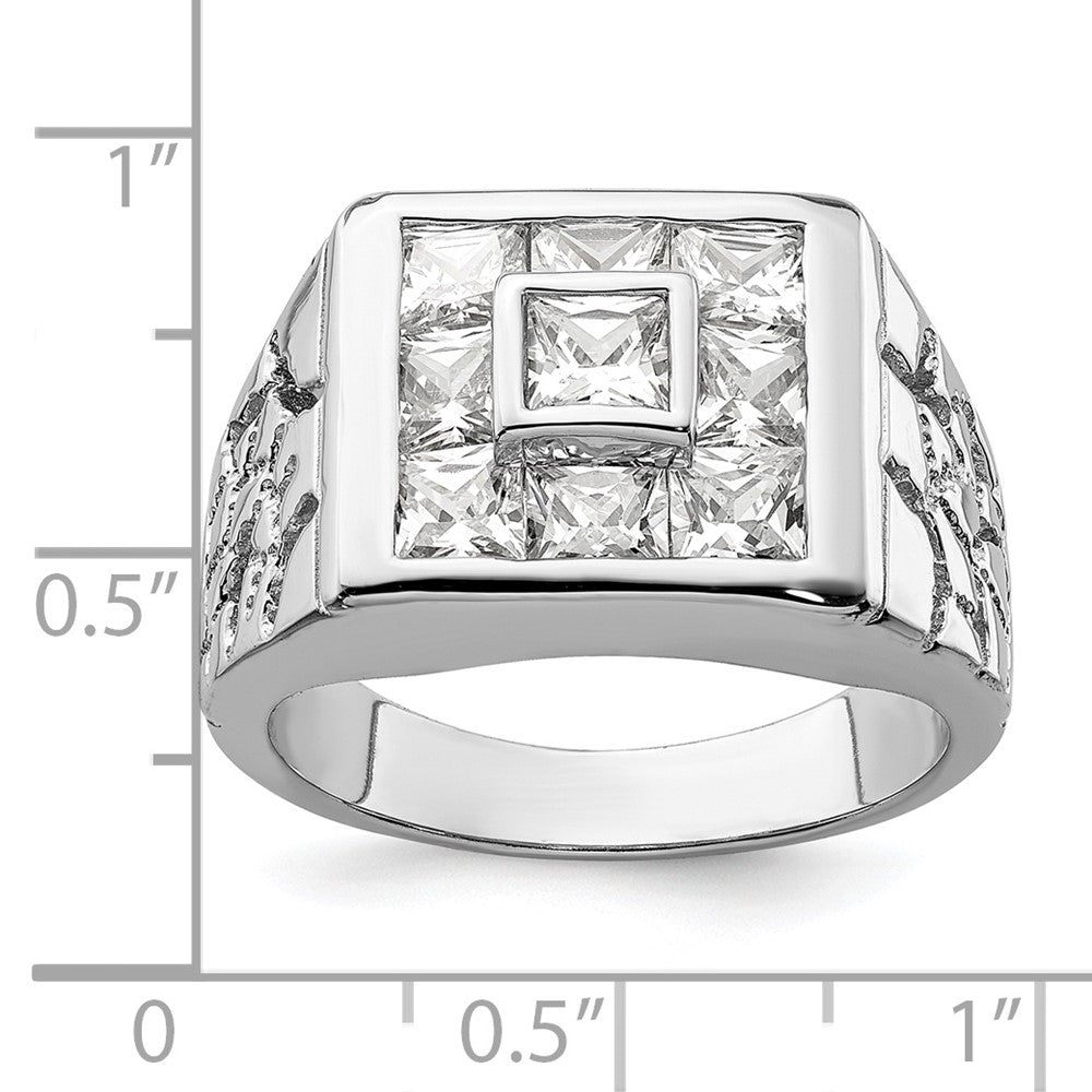 Sterlingsilber Rhodiniert Herren Mode Zirkonia Ring