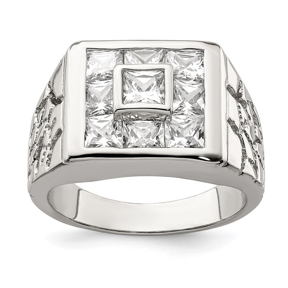 Sterlingsilber Rhodiniert Herren Mode Zirkonia Ring
