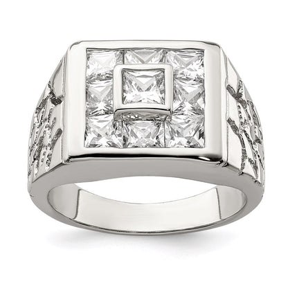 Sterlingsilber Rhodiniert Herren Mode Zirkonia Ring