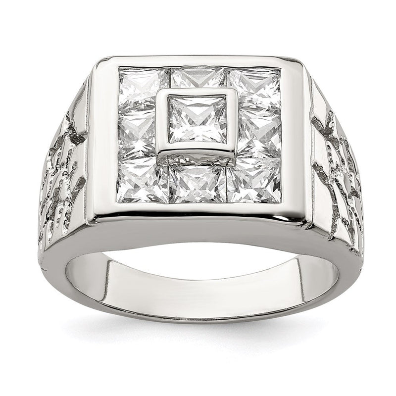 Sterlingsilber Rhodiniert Herren Mode Zirkonia Ring
