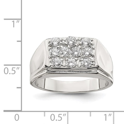 Sterlingsilber Rhodiniert Herren Zirkonia Ring