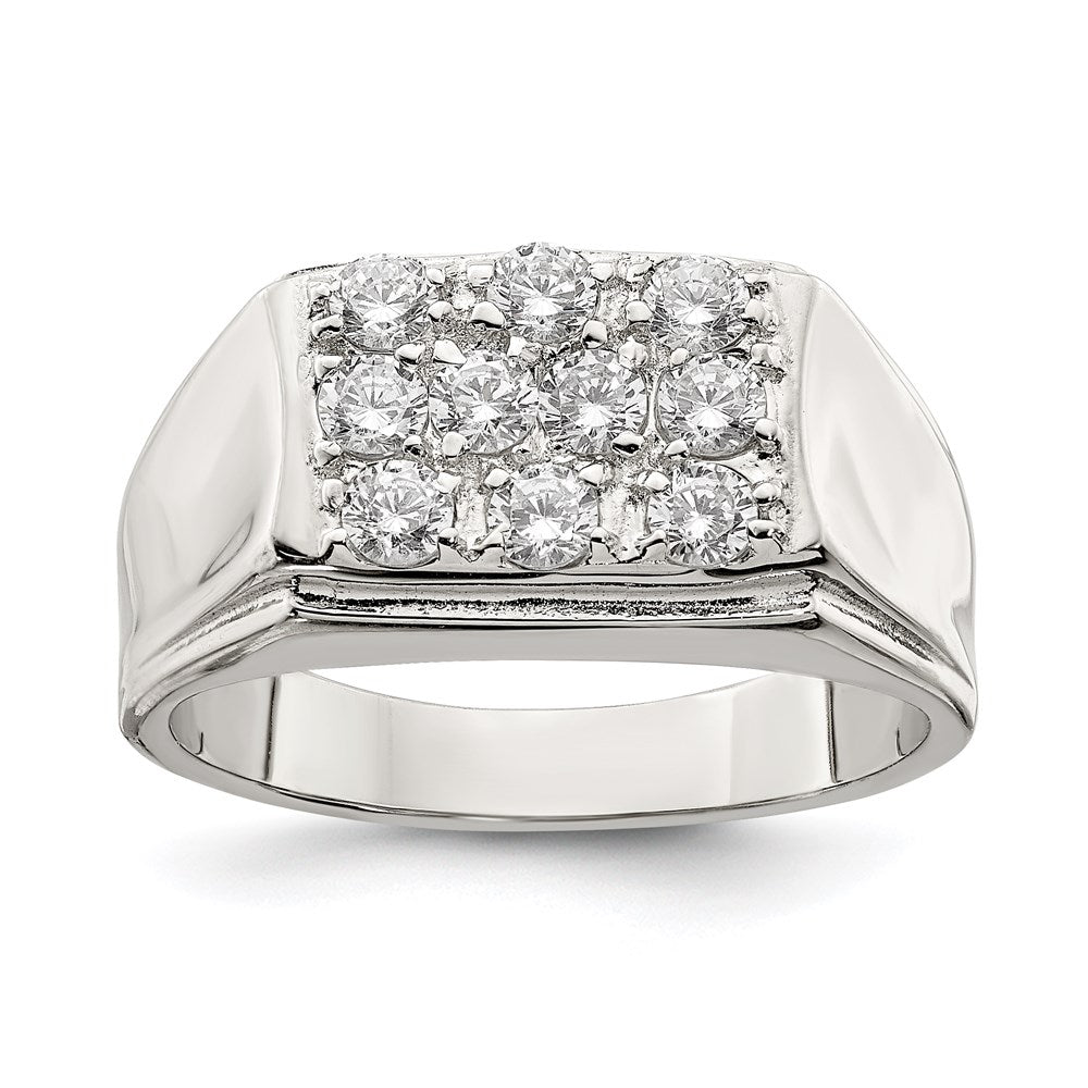 Sterlingsilber Rhodiniert Herren Zirkonia Ring