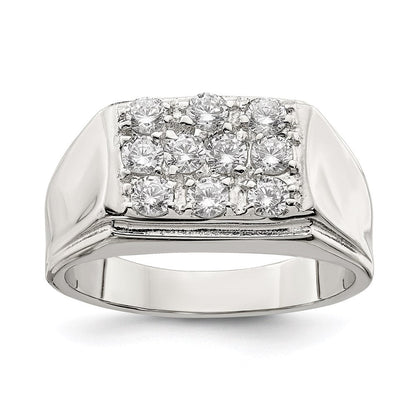 Sterlingsilber Rhodiniert Herren Zirkonia Ring