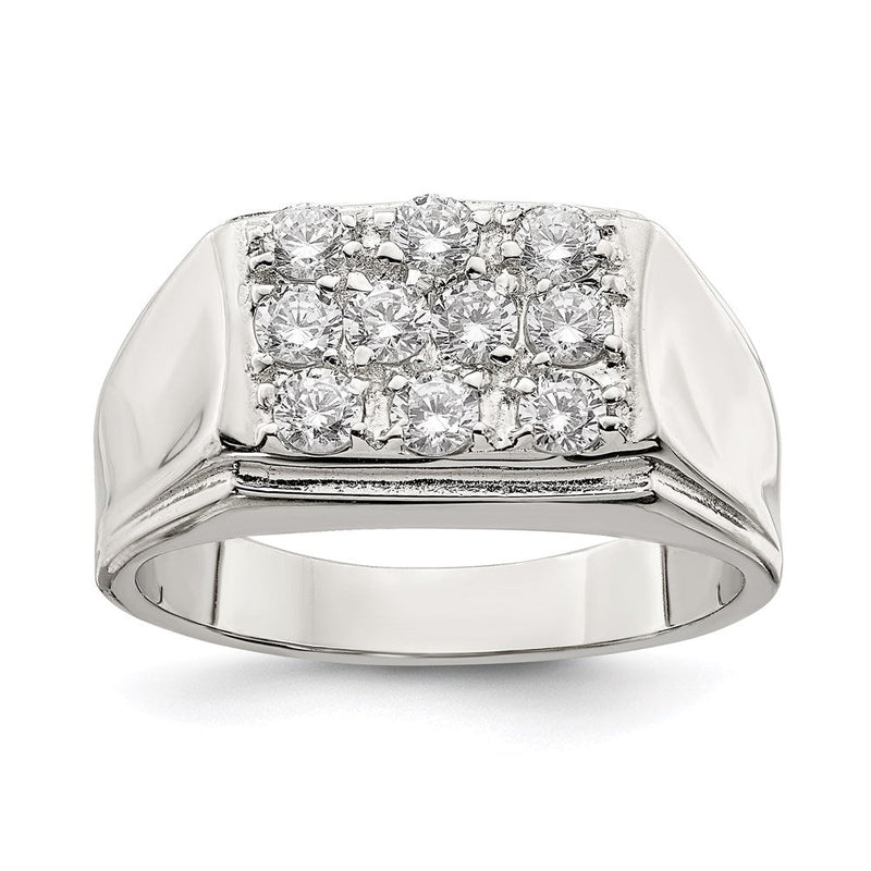Sterlingsilber Rhodiniert Herren Zirkonia Ring