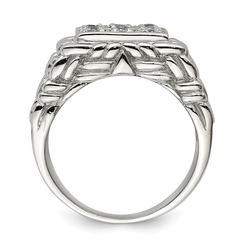 Sterlingsilber Rhodiniert Herren Zirkonia Ring