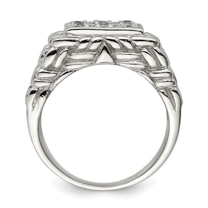 Sterlingsilber Rhodiniert Herren Zirkonia Ring