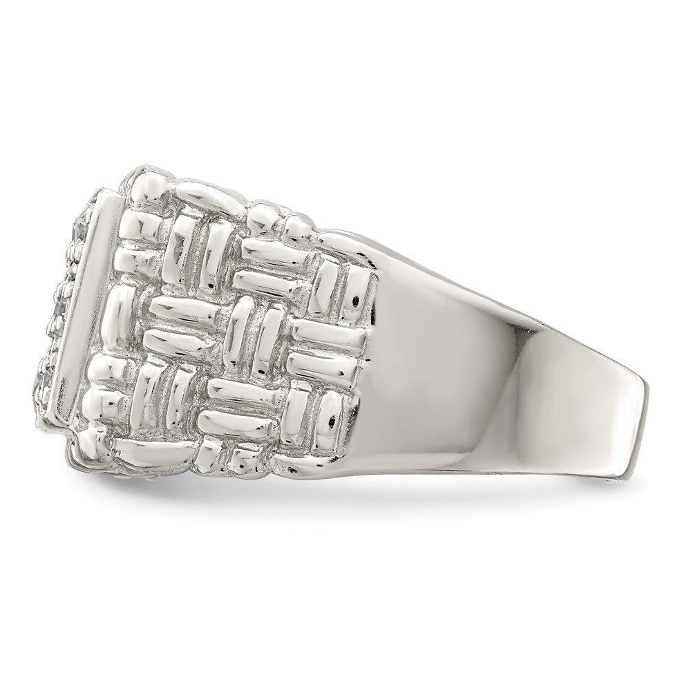 Sterlingsilber Rhodiniert Herren Zirkonia Ring