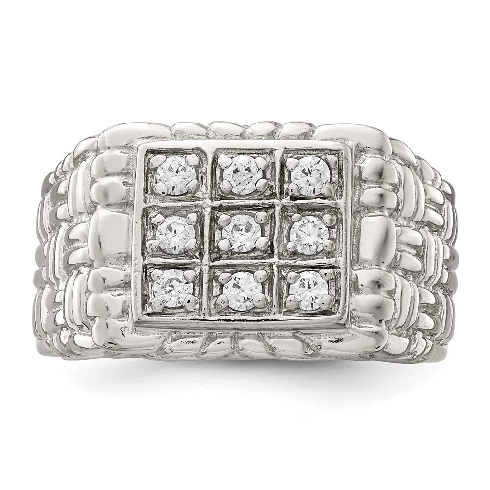 Sterlingsilber Rhodiniert Herren Zirkonia Ring