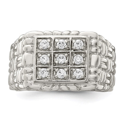 Sterlingsilber Rhodiniert Herren Zirkonia Ring