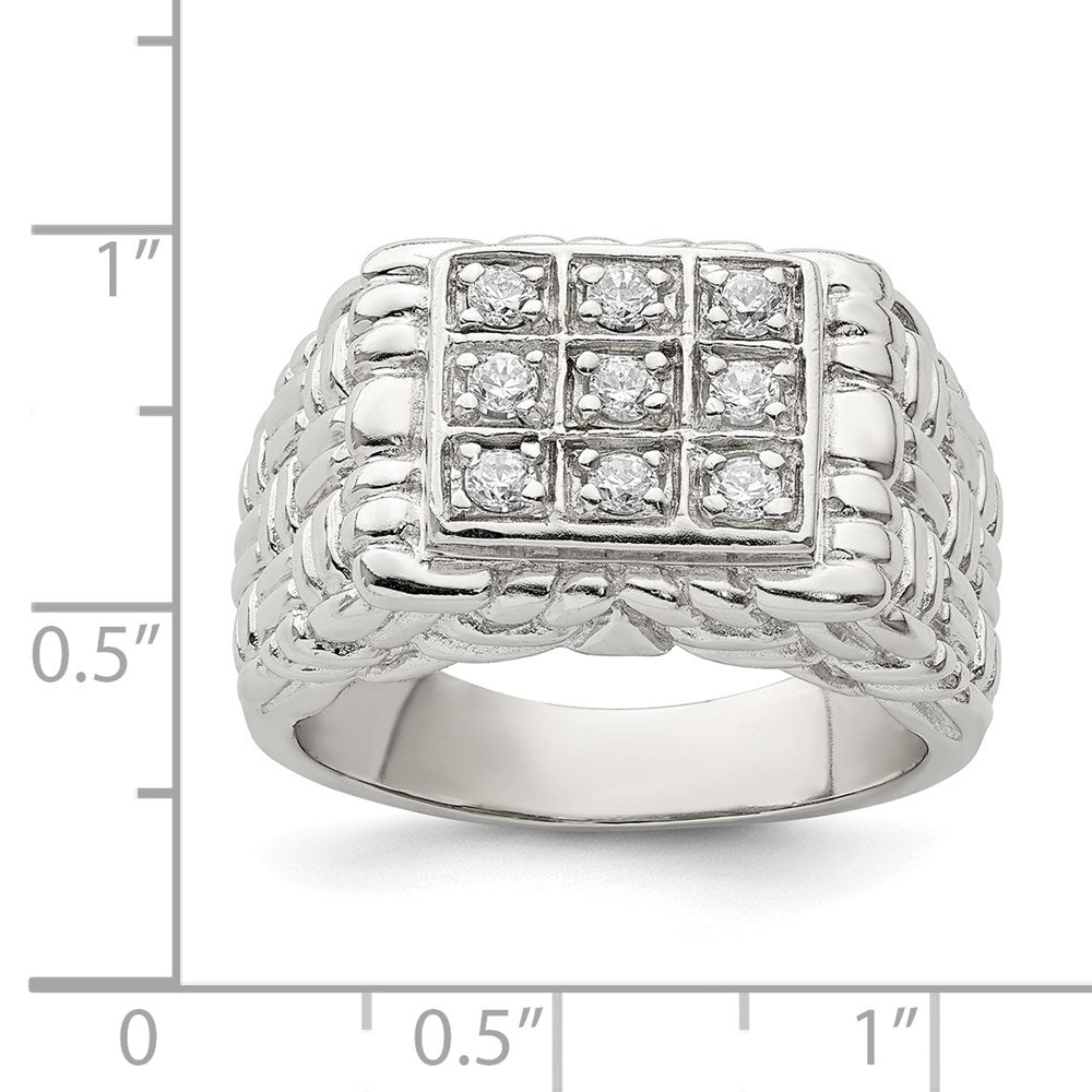 Sterlingsilber Rhodiniert Herren Zirkonia Ring