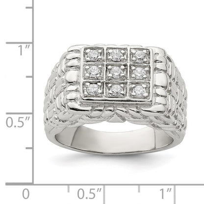 Sterlingsilber Rhodiniert Herren Zirkonia Ring