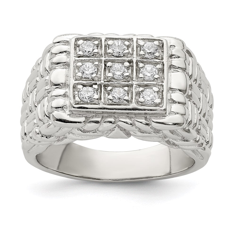 Sterlingsilber Rhodiniert Herren Zirkonia Ring