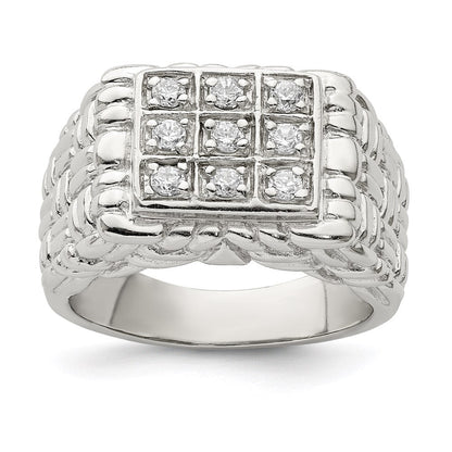 Sterlingsilber Rhodiniert Herren Zirkonia Ring
