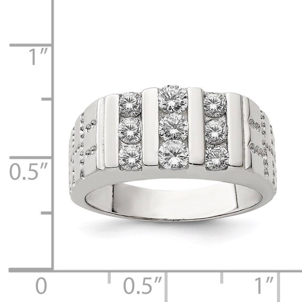 Sterlingsilber Rhodiniert Herren Zirkonia Ring