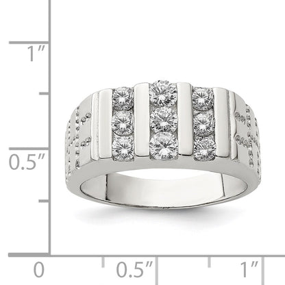 Sterlingsilber Rhodiniert Herren Zirkonia Ring